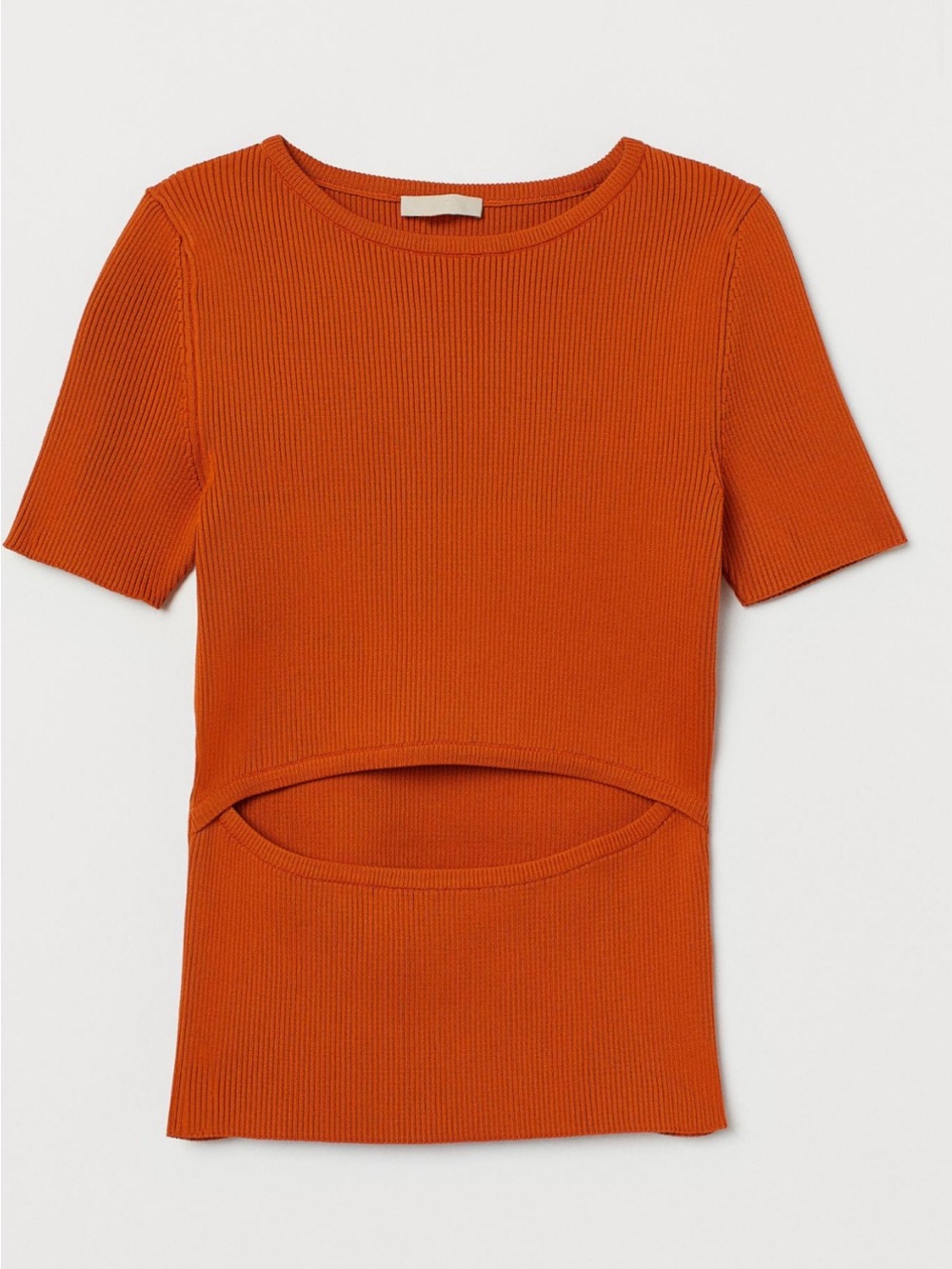 H&M Orange Ribbed Cutout Crop Top